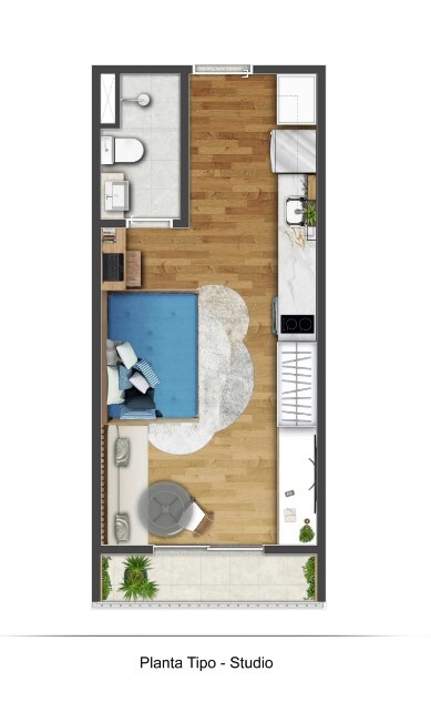 Studio à venda com 26m², 0 quartos sem vaga - 19