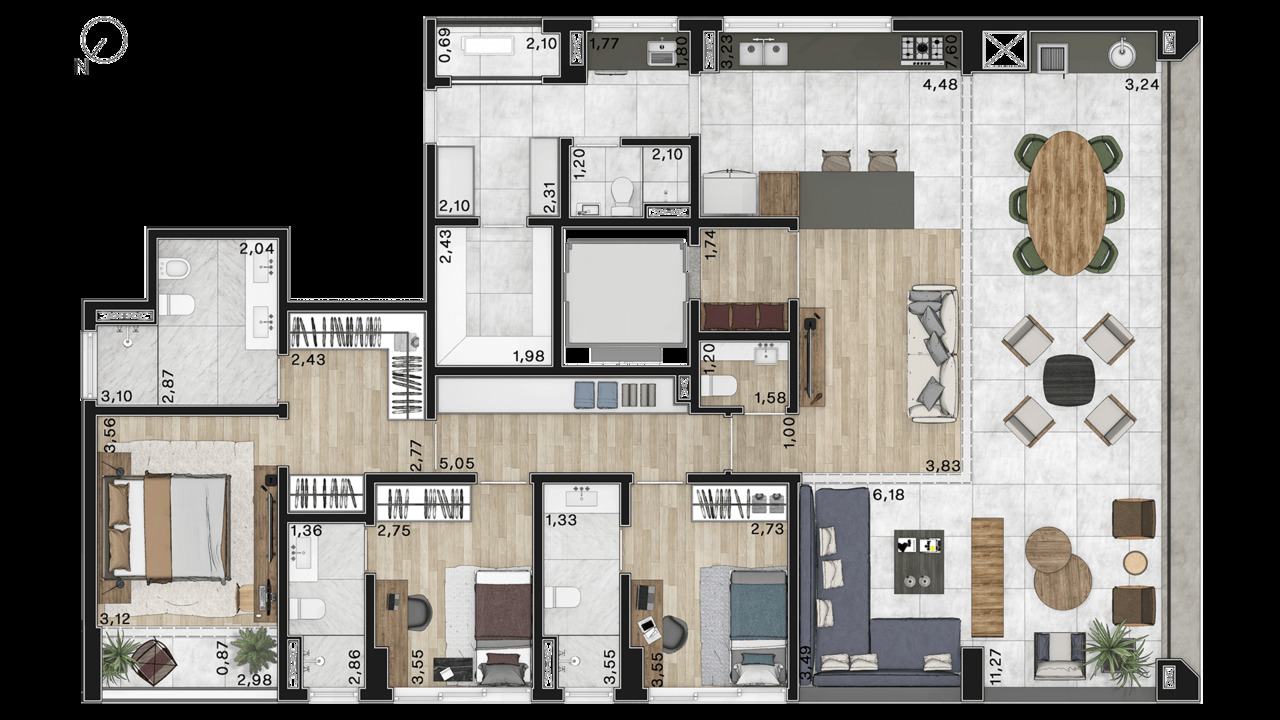 Apartamento à venda com 194m², 3 quartos com vaga - 17