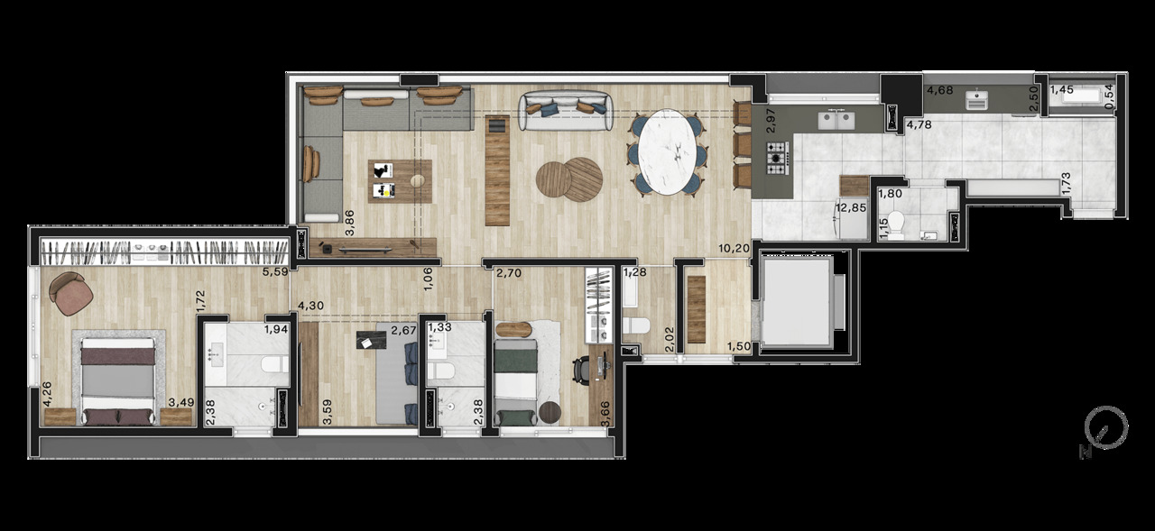 Apartamento à venda com 144m², 2 quartos com vaga - 17