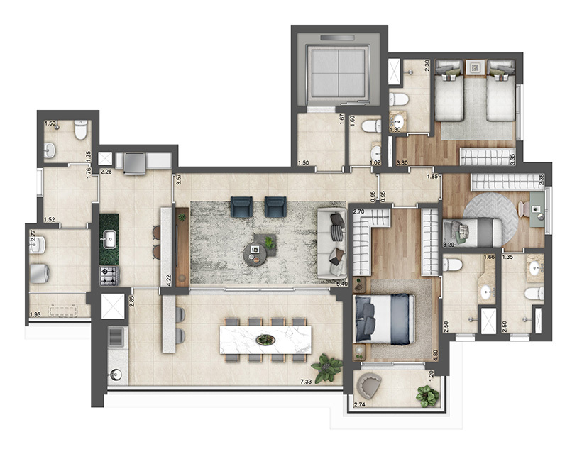 Apartamento à venda com 132m², 3 quartos com vaga - 15
