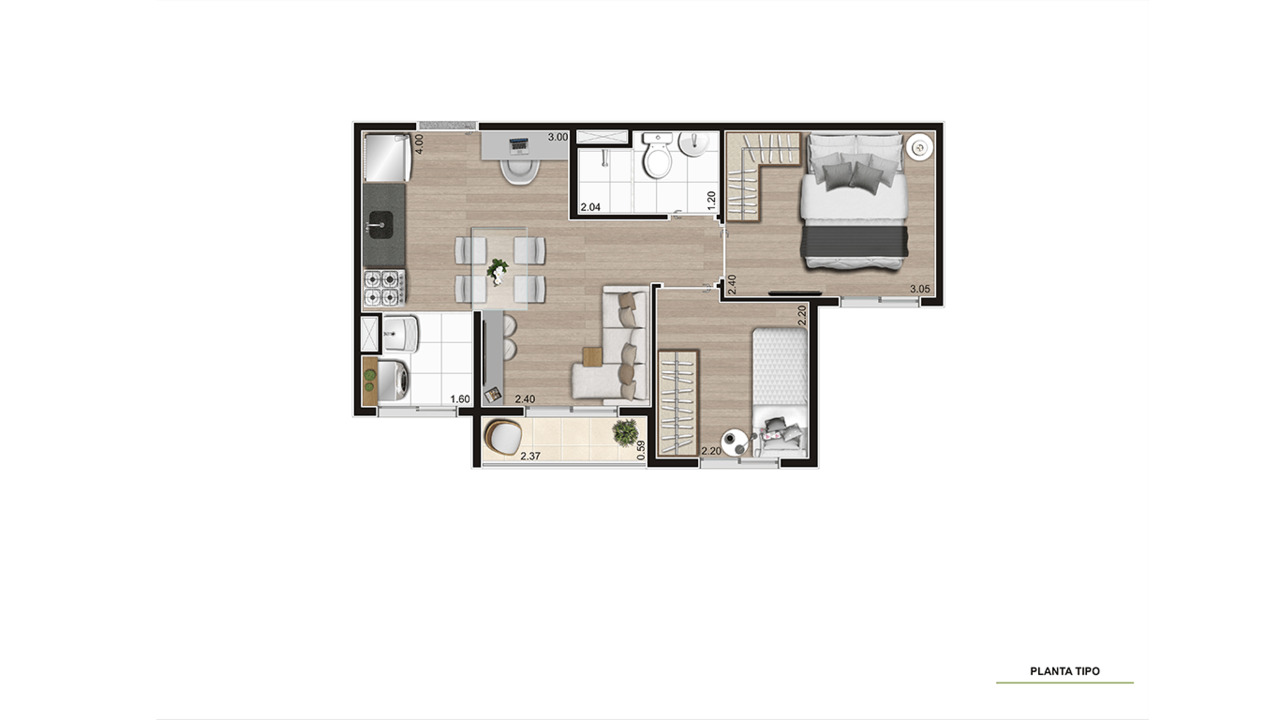 Apartamento à venda com 37m², 2 quartos sem vaga - 16