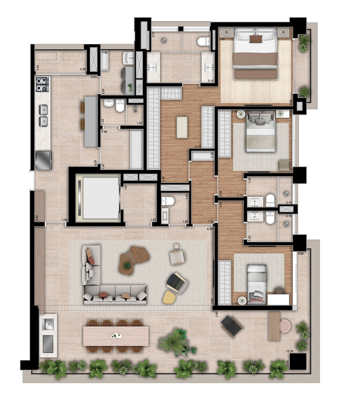 Apartamento à venda com 195m², 3 quartos com vaga - 19