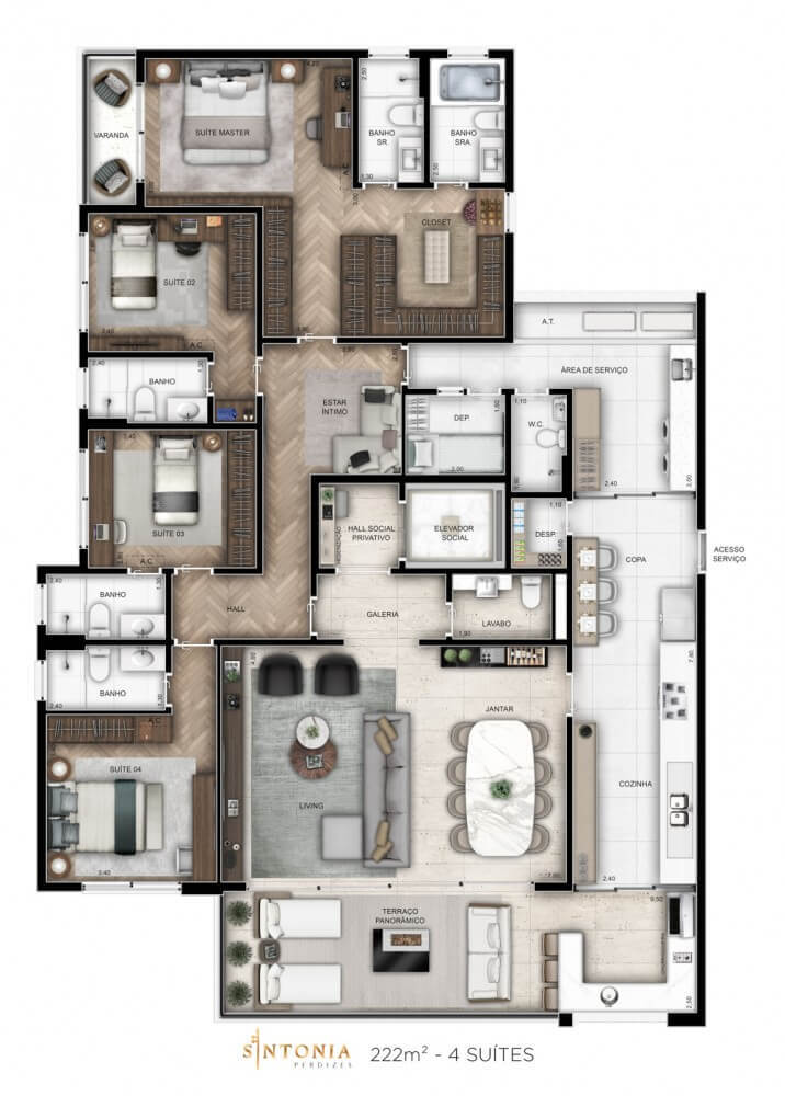 Apartamento à venda com 222m², 4 quartos com vaga - 20