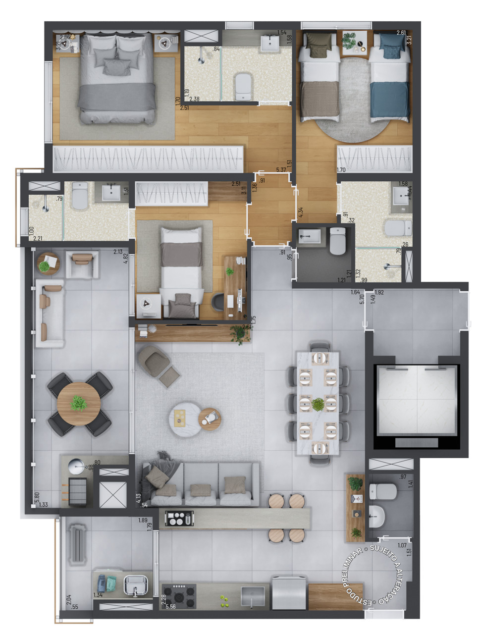 Apartamento à venda com 111m², 3 quartos com vaga - 23