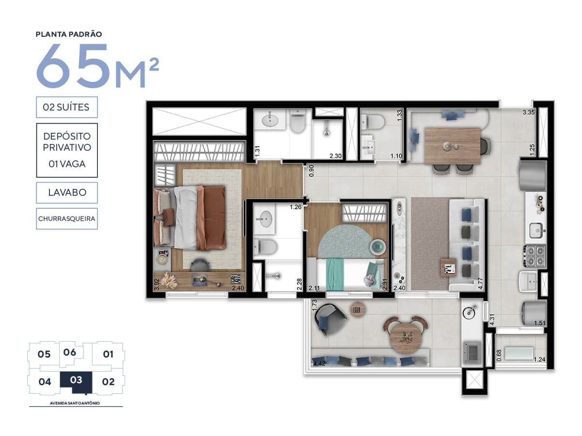 Apartamento à venda com 65m², 2 quartos com vaga - 31