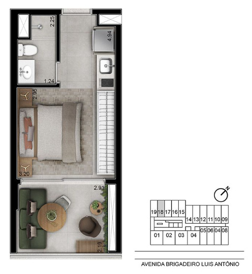 Studio à venda com 27m², 0 quartos sem vaga - 17