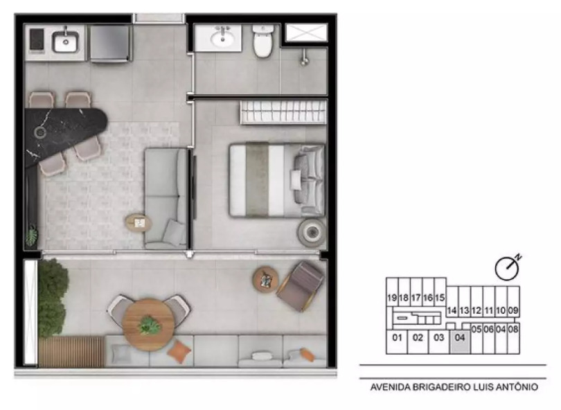 Apartamento à venda com 40m², 1 quarto com vaga - 17