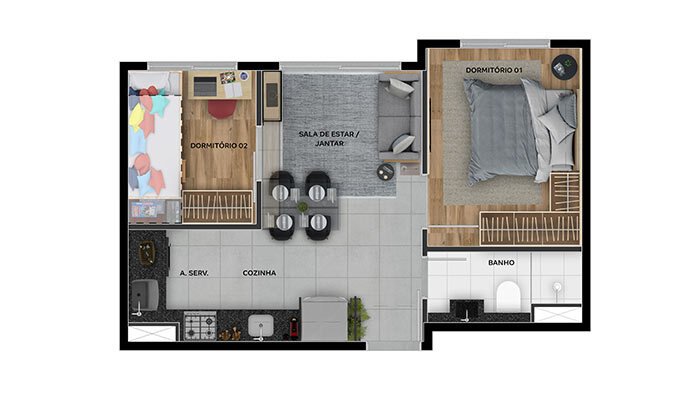 Apartamento à venda com 33m², 2 quartos sem vaga - 16