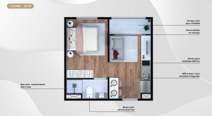 Apartamento à venda com 25m², 1 quarto sem vaga - 17