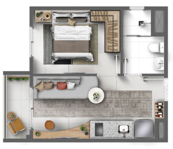 Apartamento à venda com 28m², 1 quarto sem vaga - 9
