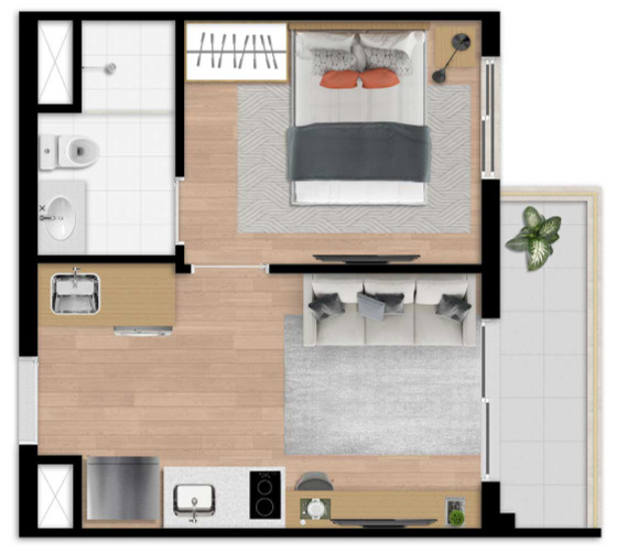 Apartamento à venda com 28m², 1 quarto sem vaga - 17
