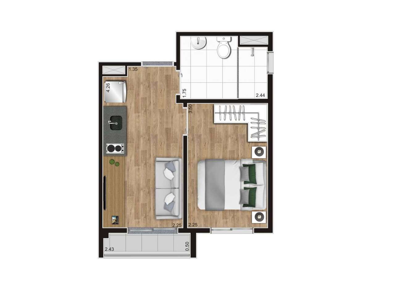 Studio à venda com 27m², 0 quartos sem vaga - 22