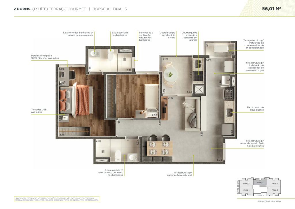 Apartamento à venda com 56m², 2 quartos com vaga - 23