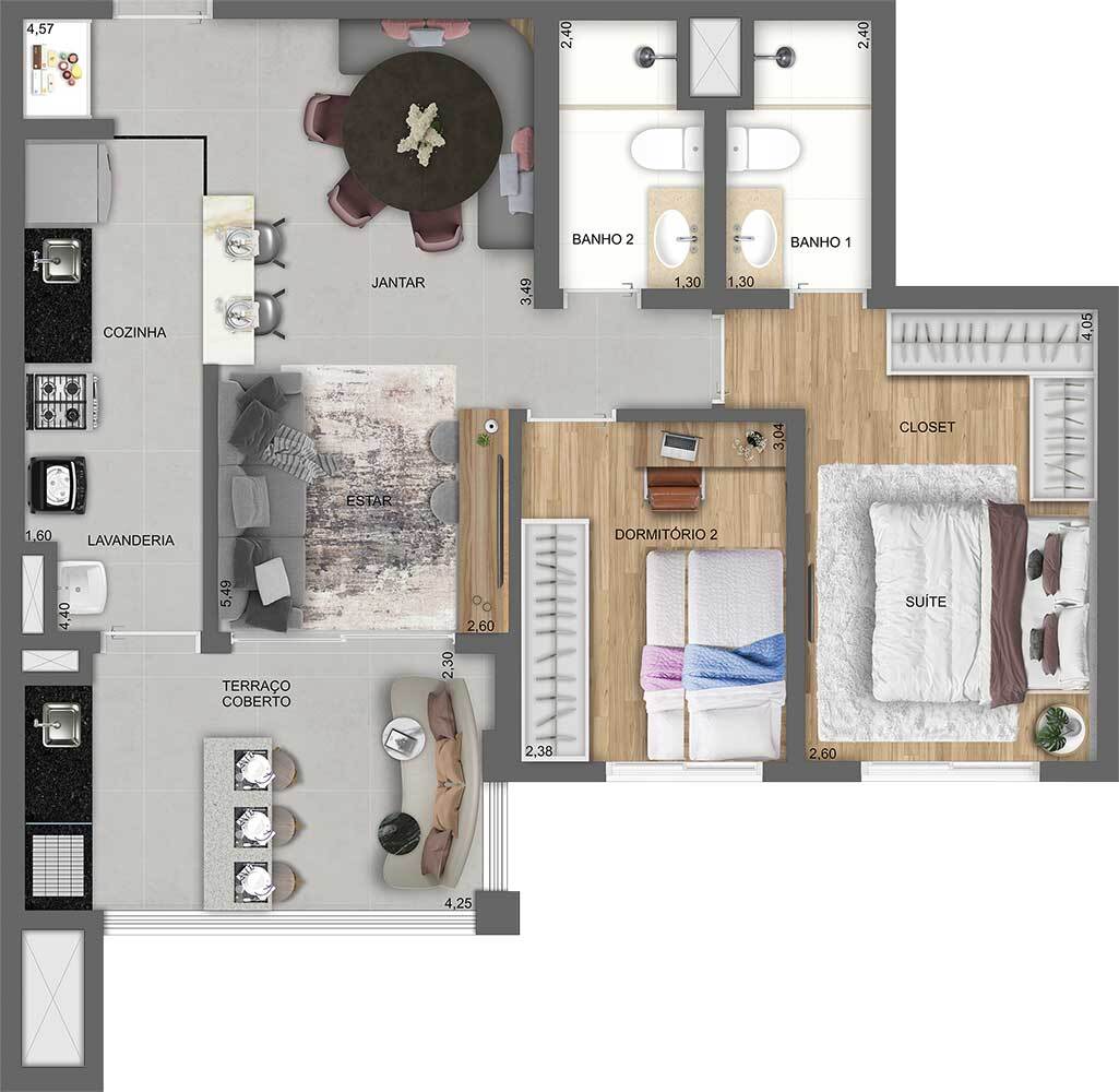 Apartamento à venda com 69m², 2 quartos com vaga - 23
