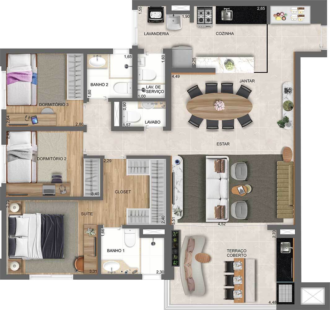 Apartamento à venda com 109m², 3 quartos com vaga - 23