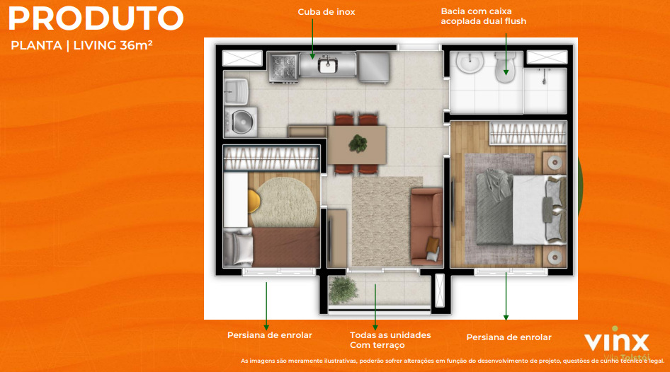 Apartamento à venda com 36m², 2 quartos sem vaga - 32
