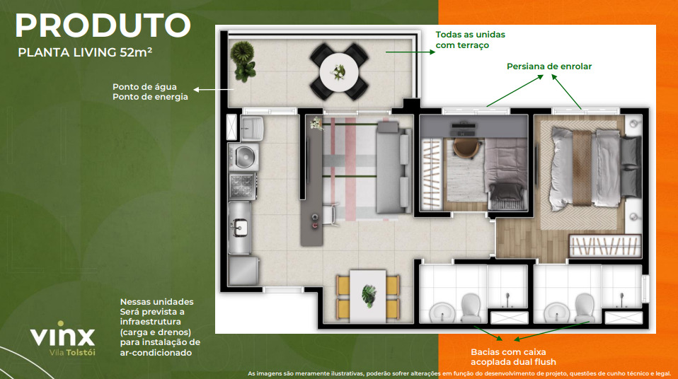 Apartamento à venda com 52m², 2 quartos com vaga - 32