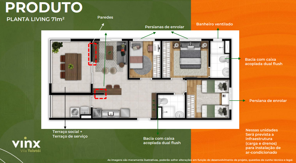 Apartamento à venda com 71m², 3 quartos com vaga - 32