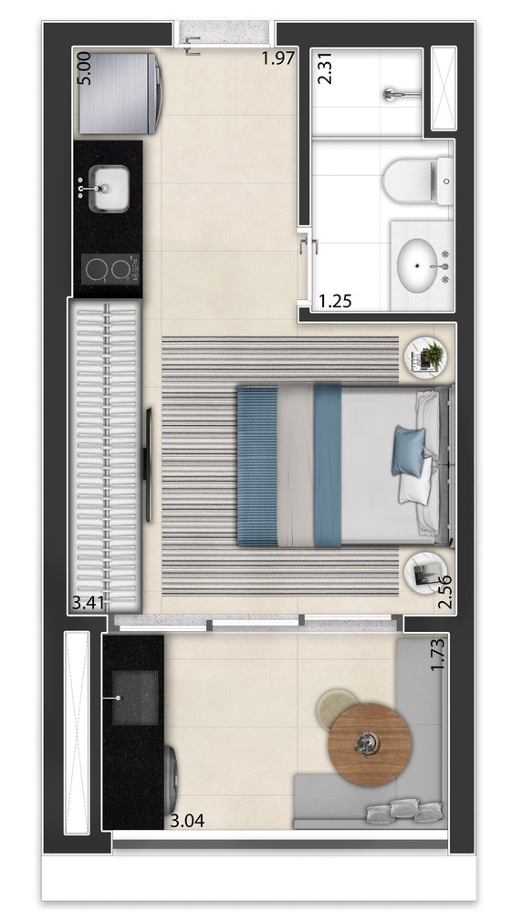 Studio à venda com 26m², 1 quarto sem vaga - 22