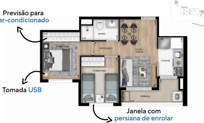 Apartamento à venda com 47m², 2 quartos com vaga - 17