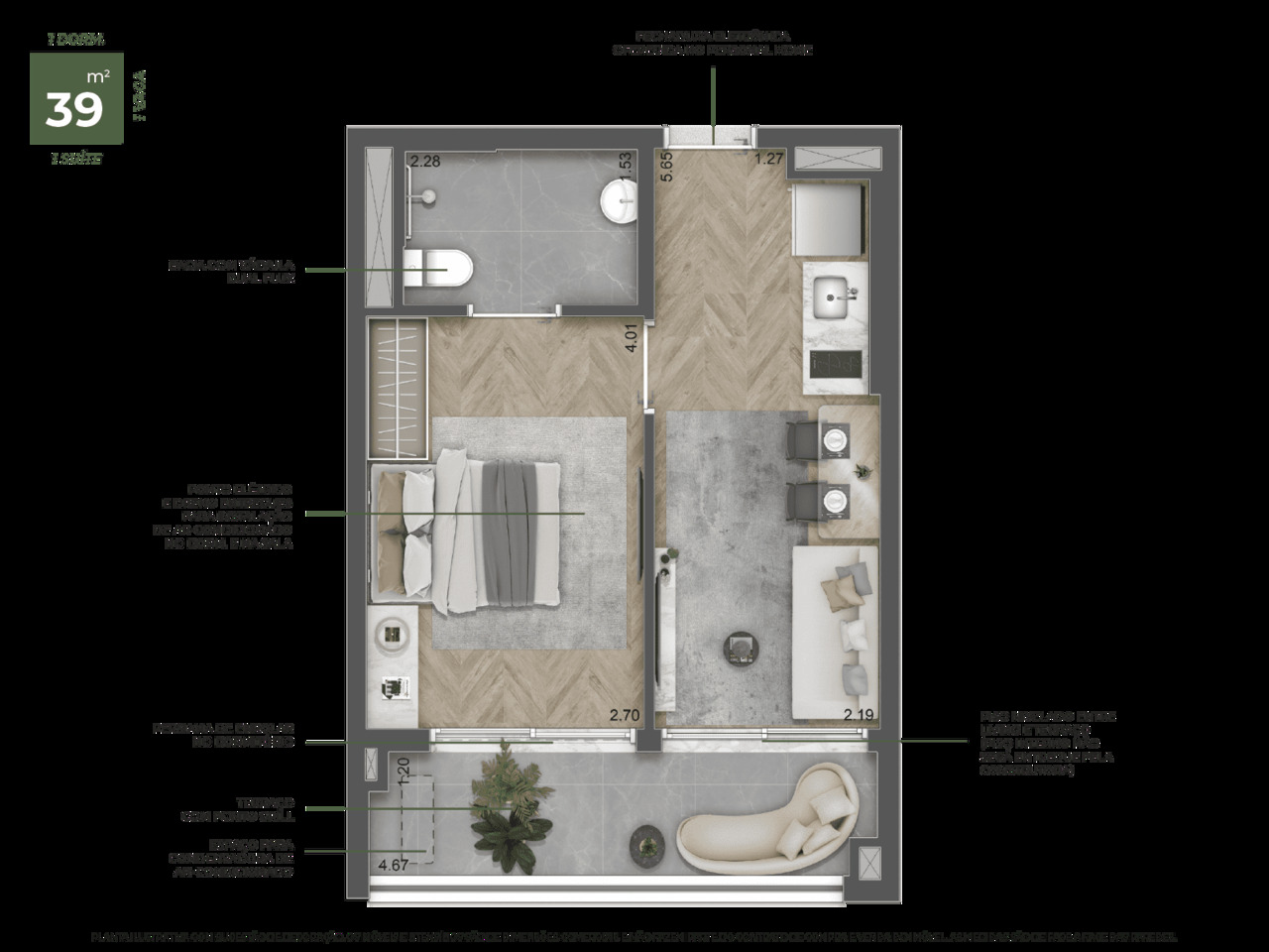 Apartamento à venda com 39m², 1 quarto sem vaga - 24