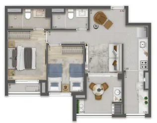 Apartamento à venda com 65m², 2 quartos com vaga - 24