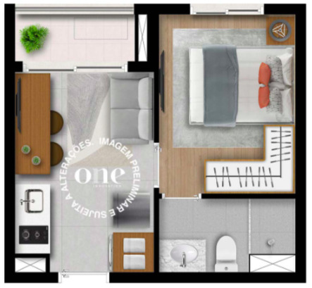 Apartamento à venda com 25m², 1 quarto sem vaga - 16