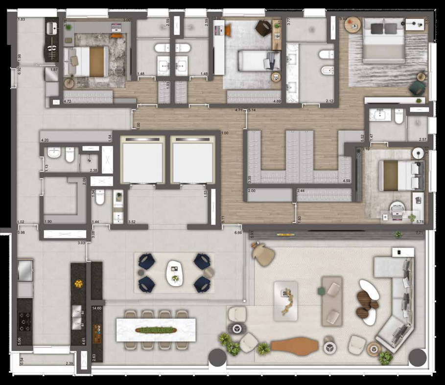 Apartamento à venda com 298m², 4 quartos com vaga - 23