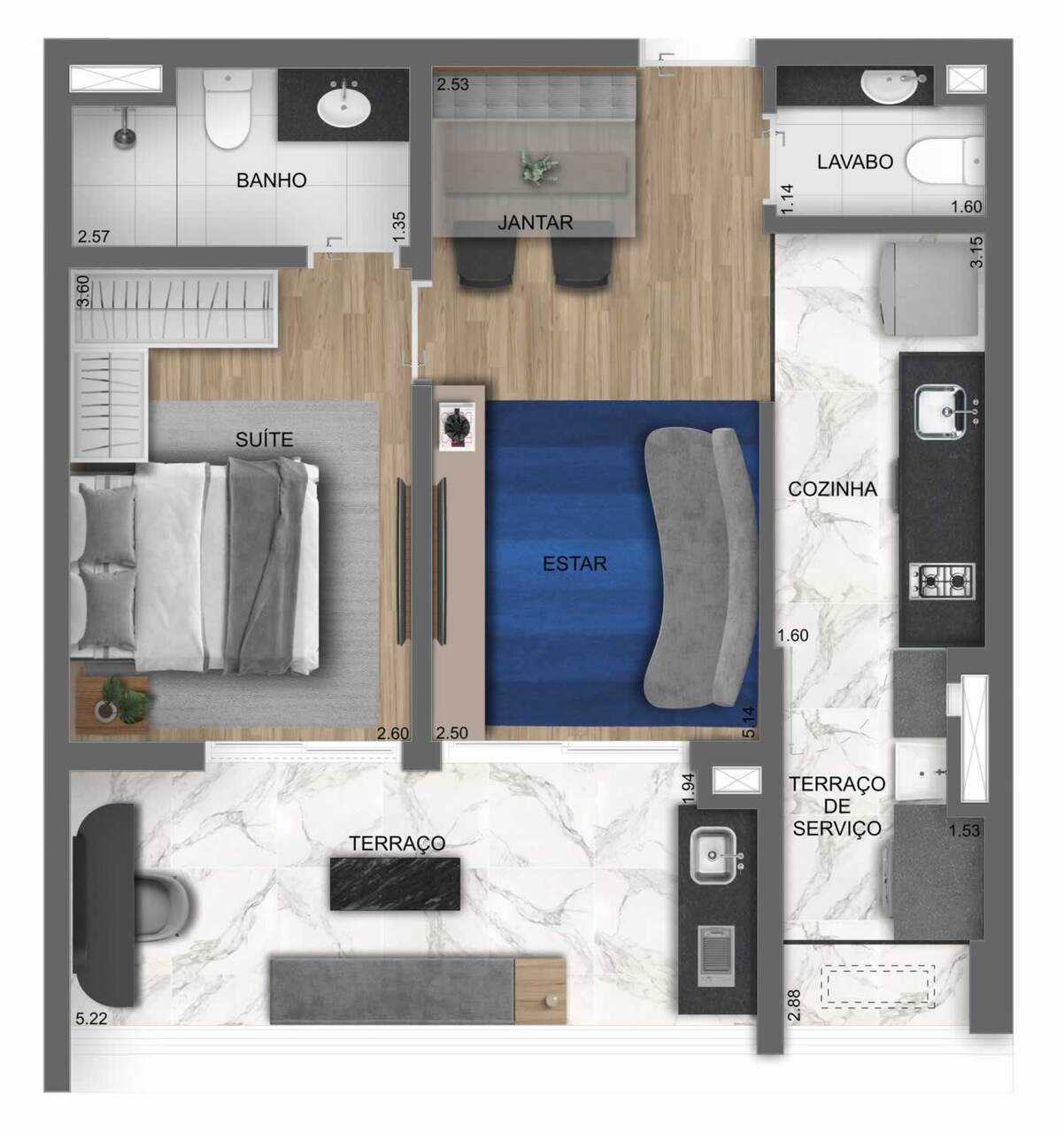 Apartamento à venda com 55m², 1 quarto com vaga - 17