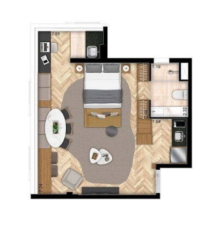 Studio à venda com 47m², 0 quartos com vaga - 22