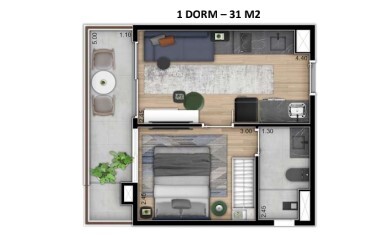 Apartamento à venda com 31m², 1 quarto sem vaga - 22
