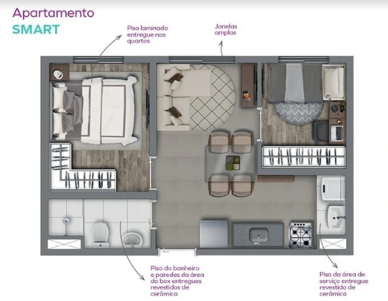 Apartamento à venda com 34m², 2 quartos sem vaga - 17