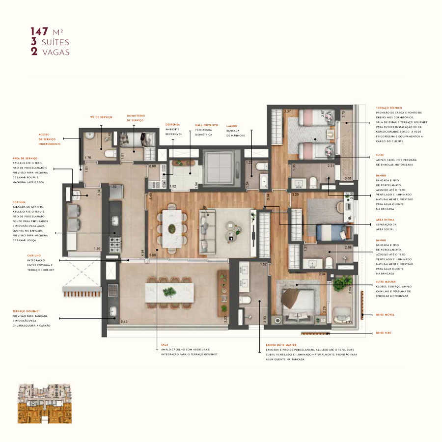 Apartamento à venda com 147m², 3 quartos com vaga - 21