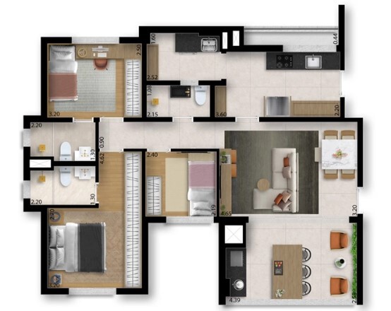 Apartamento à venda com 94m², 3 quartos com vaga - 18