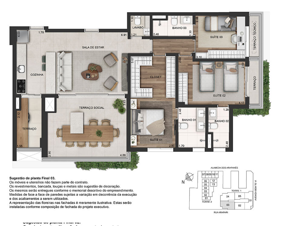 Apartamento à venda com 123m², 3 quartos com vaga - 32