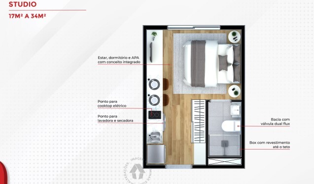 Studio à venda com 16m², 1 quarto sem vaga - 22