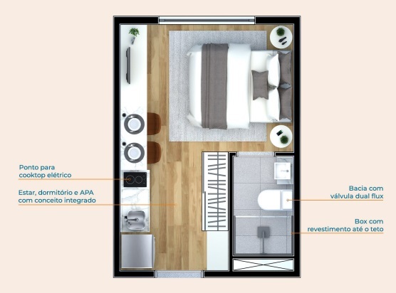 Studio à venda com 17m², 1 quarto sem vaga - 19