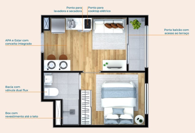 Apartamento à venda com 25m², 1 quarto sem vaga - 19