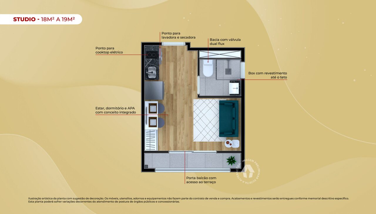 Apartamento à venda com 18m², 1 quarto sem vaga - 18