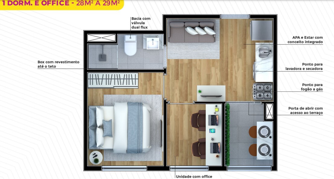 Apartamento à venda com 28m², 1 quarto sem vaga - 15