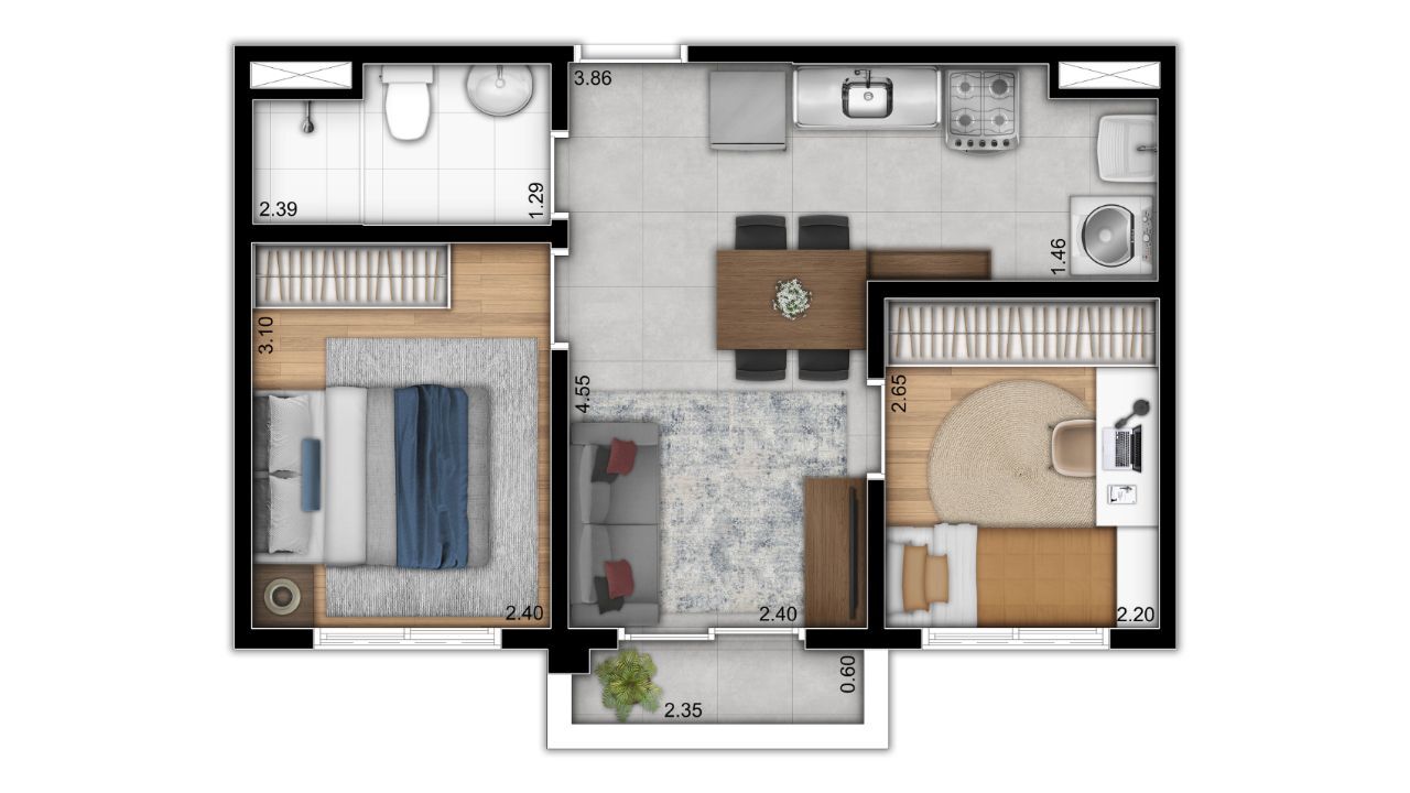 Apartamento à venda com 38m², 2 quartos sem vaga - 24
