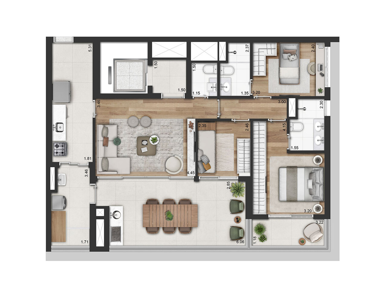 Apartamento à venda com 111m², 3 quartos com vaga - 19