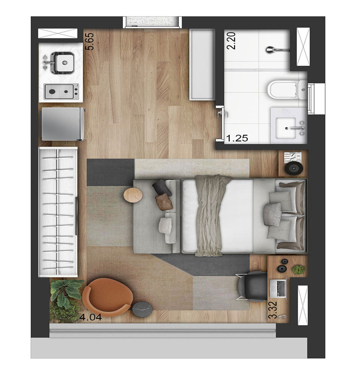 Studio à venda com 25m², 0 quartos sem vaga - 16