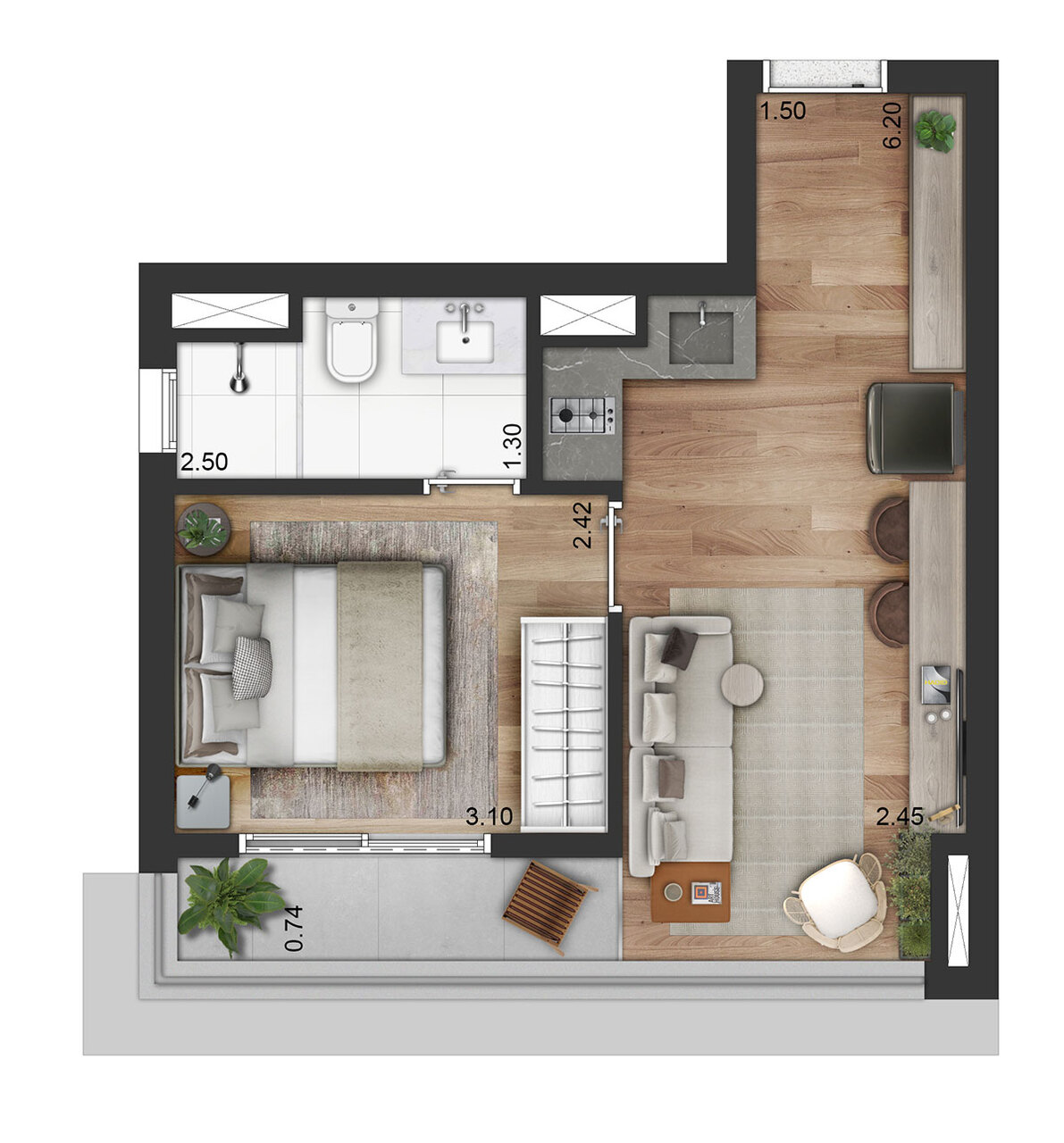 Apartamento à venda com 33m², 1 quarto sem vaga - 16
