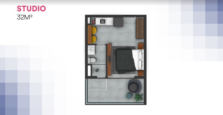 Studio à venda com 32m², 0 quartos sem vaga - 12