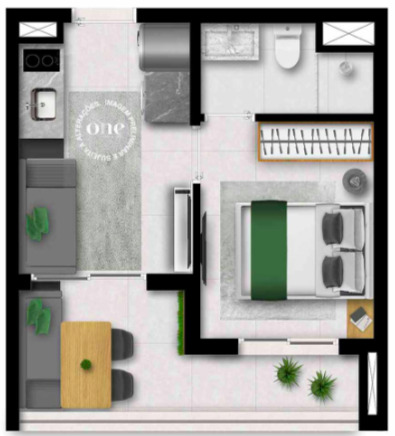 Apartamento à venda com 30m², 1 quarto sem vaga - 16