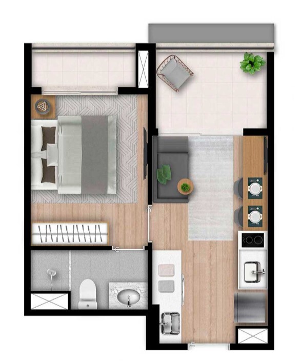 Apartamento à venda com 30m², 1 quarto sem vaga - 14