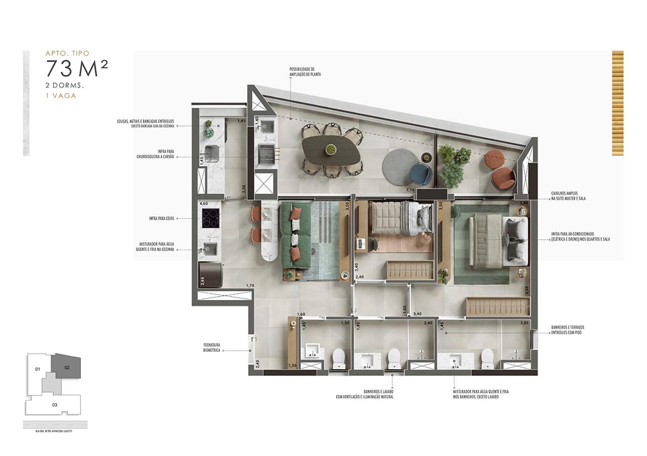 Apartamento à venda com 73m², 2 quartos com vaga - 20