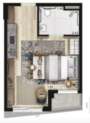 Studio à venda com 29m², 0 quartos sem vaga - 18