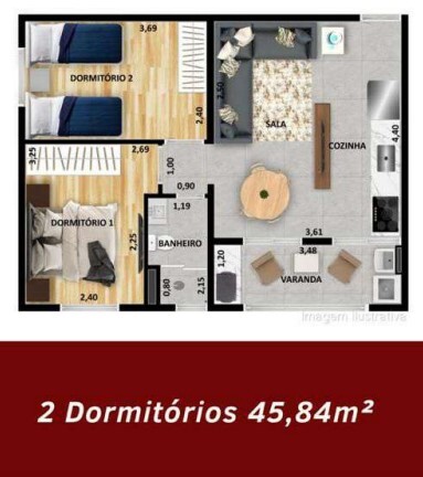 Apartamento à venda com 45m², 2 quartos sem vaga - 17